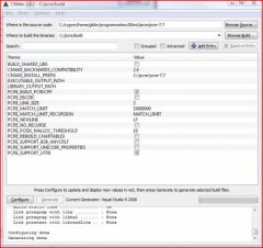 CMake-GUI with pcre